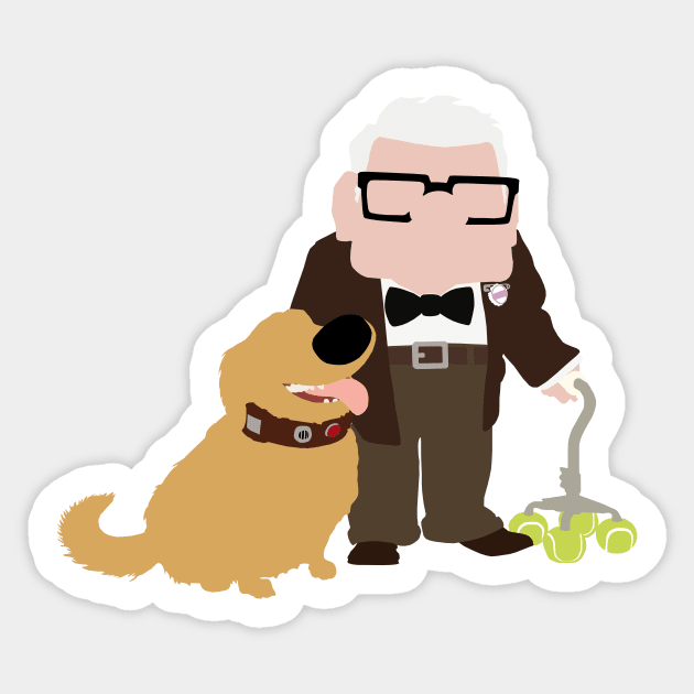 Old Man and His Loyal Dog Sticker by beefy-lamby